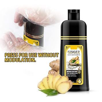 Ginger Black Semi-Permanent Hair Dye Shampoo, Instant 30-Day Color Matter, Completes in 5 Minutes - 500ml (Ginger Fragrance)