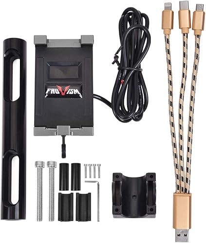 Miniatura 6 de FATExpress Soporte central para teléfono móvil de motocicleta, versión actualizada, soporte GPS con cargador USB en el manillar, universal para todo