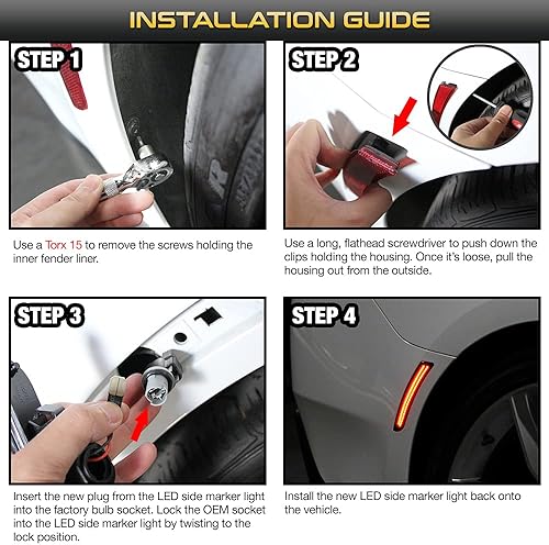 Miniatura 7 de VIPMOTOZ Luz LED blanca completa delantera + trasera con lente ahumada lateral para Chevy Camaro 2016-2022, lado del conductor y del pasajero, 4