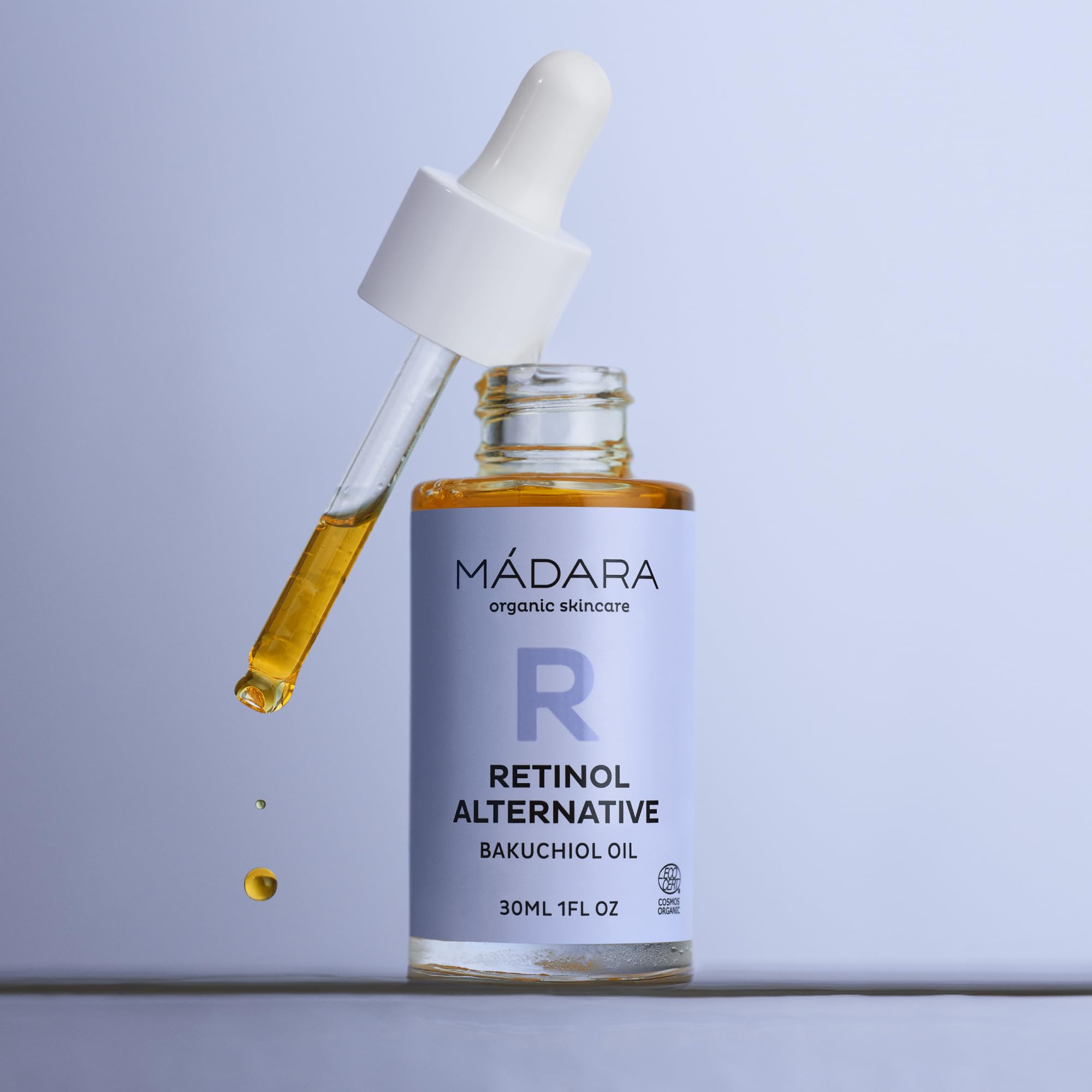MÁDARA Retinol Alternativo Olio Bakuchiol 30ml - Olio viso anti-invecchiamento contro rughe e linee sottili - Dermatologicamente testato, biologico, vegano, senza sperimentazione su animali