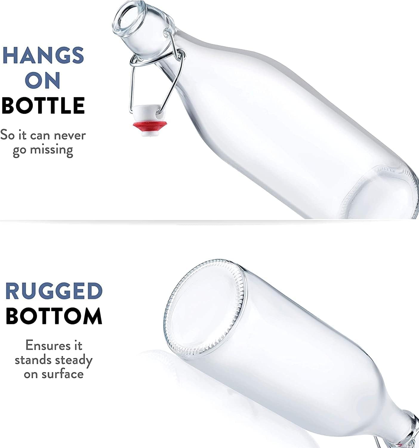 Bormioli Rocco Giara Glass Bottle with Airtight Clamp Lid, 33.75 oz - BPA-Free Bottle for Infused Drinks, Juices, Dressings, Decorative Glass Storage, Leakproof Glassware - Made in Italy (Clear) - Image 6