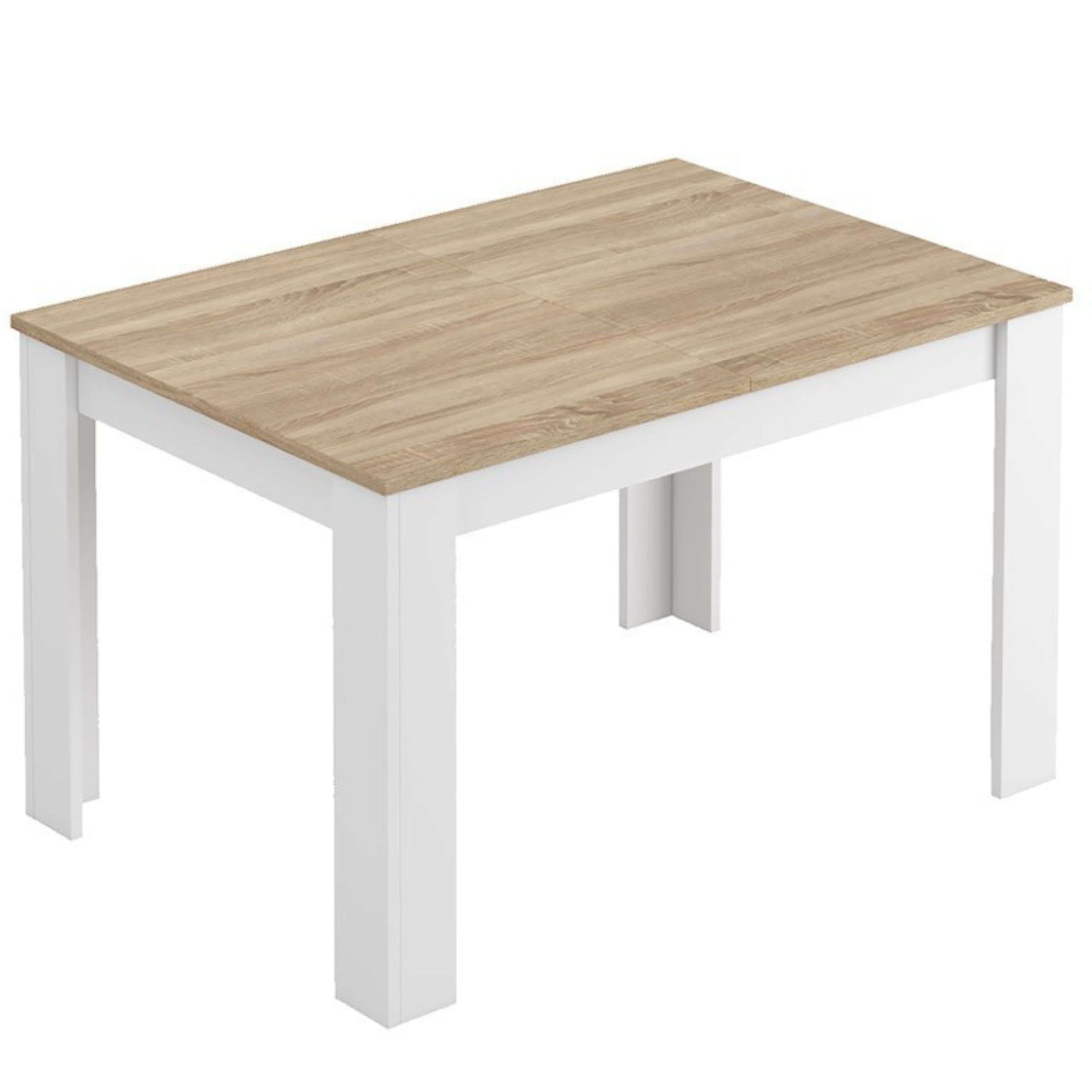 Miroytengo Pack de Muebles de Salón Estilo Nórdico en Color Blanco y Roble Claro con Modulo de TV, Mesa de Centro y Mesa de Comedor