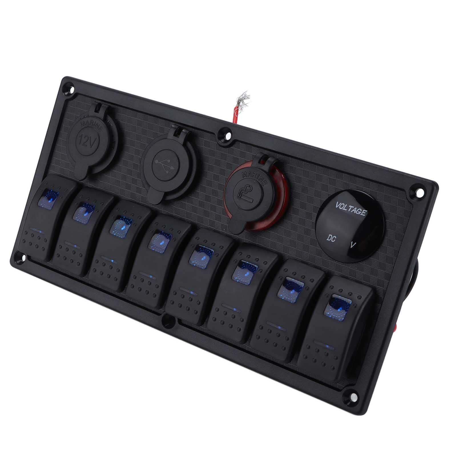 Qqmora Pannello Interruttori a Levetta a 8 Gruppi Impermeabile IP65 di Alta qualità con Protezione per Motociclette Rasaerba e Barche ABS Nero