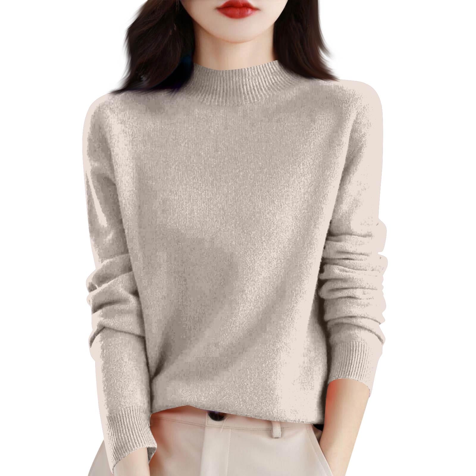 Cashmere Sweaters for Women Mock Neck Warm Wool Sweater Long Sleeve Casual Soft Lightweight Knit Pullover Tops