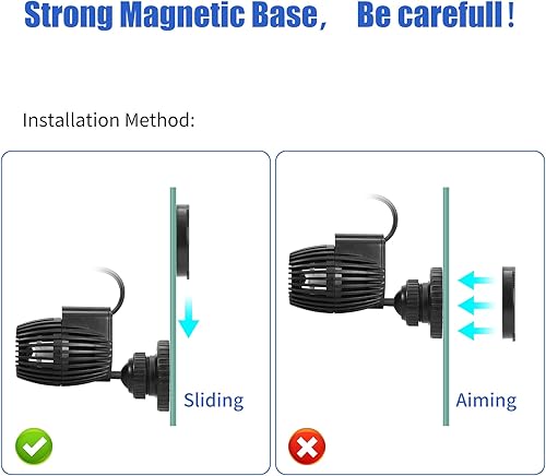 Miniatura 4 de AQUANEAT Bomba de circulación Wavemaker para acuario, cabezal de alimentación de tanque de peces de 800 GPH, bomba de agua sumergible, base magnética