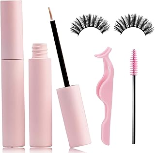 False Eyelashes Set, Eyelash Glue Super Strong Hold Individual Lash Glue Professional Quick-Drying 10ML White Waterproof Sensitive Glue Strip Eyelash Adhesive Lashes Glue False Eyelash Extension Glue