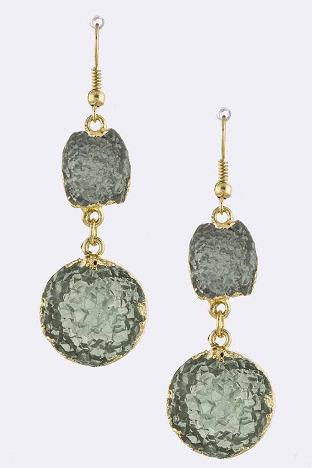 KARMAS CANVAS GOLD FRAMED ROUND FAUX GEM EARRINGS
