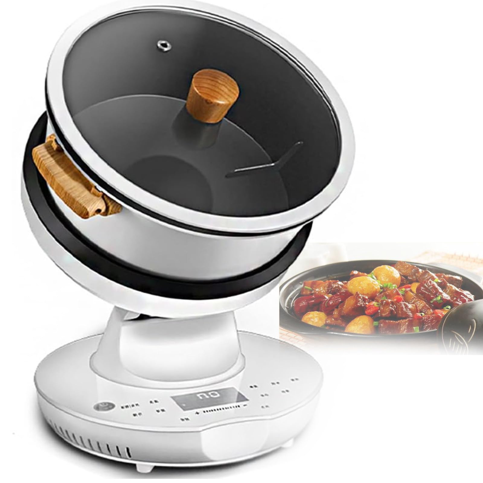 Amazon.com: 多功能不粘鍋炒機,商用食品處理器,360° 旋轉和3D 全方位