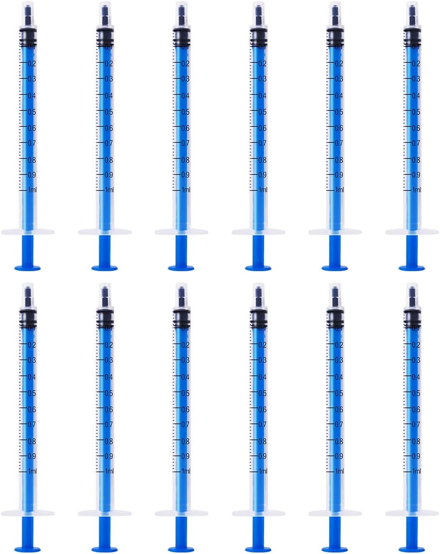 12 Pack - 1ml Plastic Syringe with Measurement, No Needle Suitable for Refilling and Measuring Liquids, Feeding Pets, Oil or Glue Applicator…