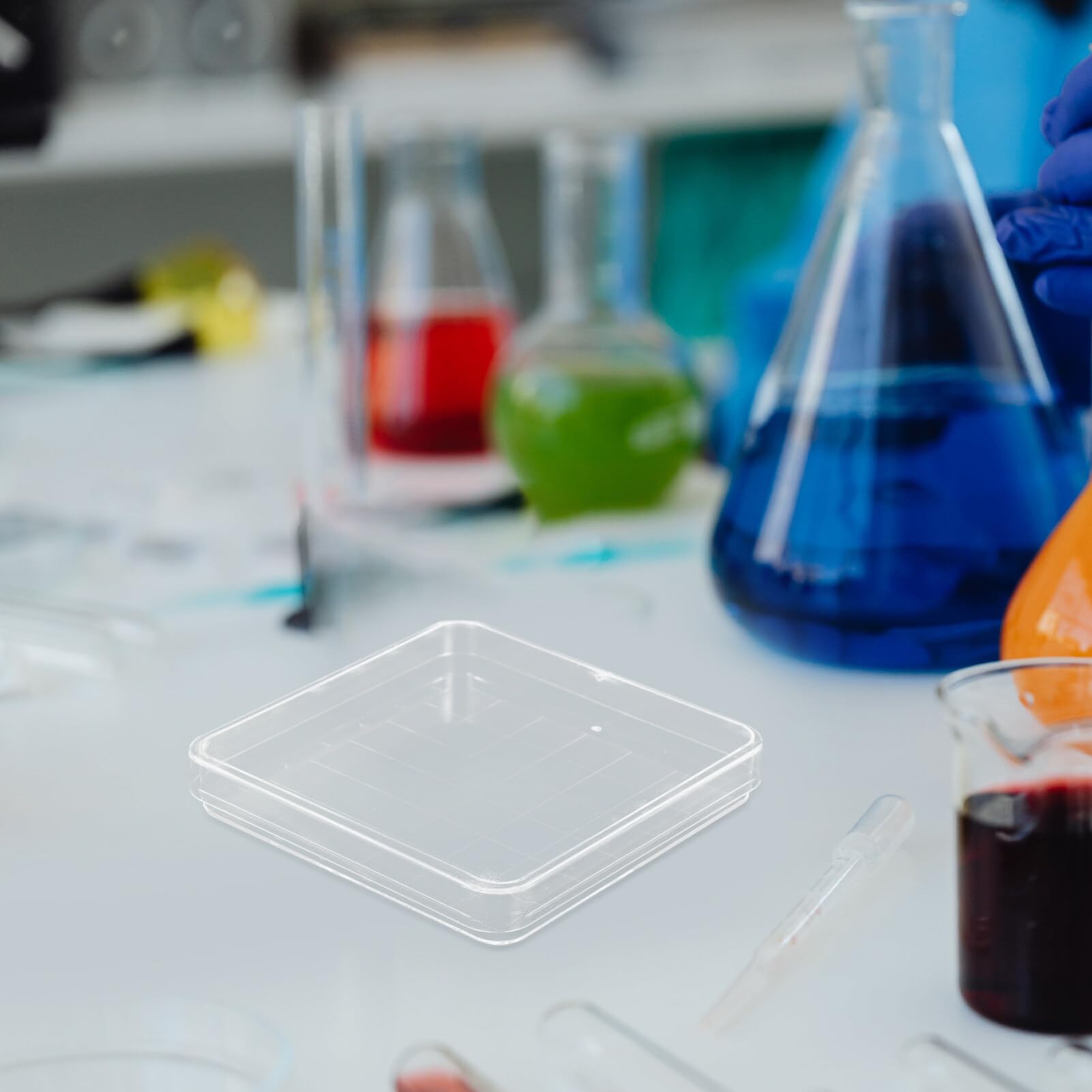 OUNONA Lot de 10 boîtes de Pétri en plastique de 10 cm à 36 grilles avec couvercles pour projets d'expérimentation scientifique en laboratoire
