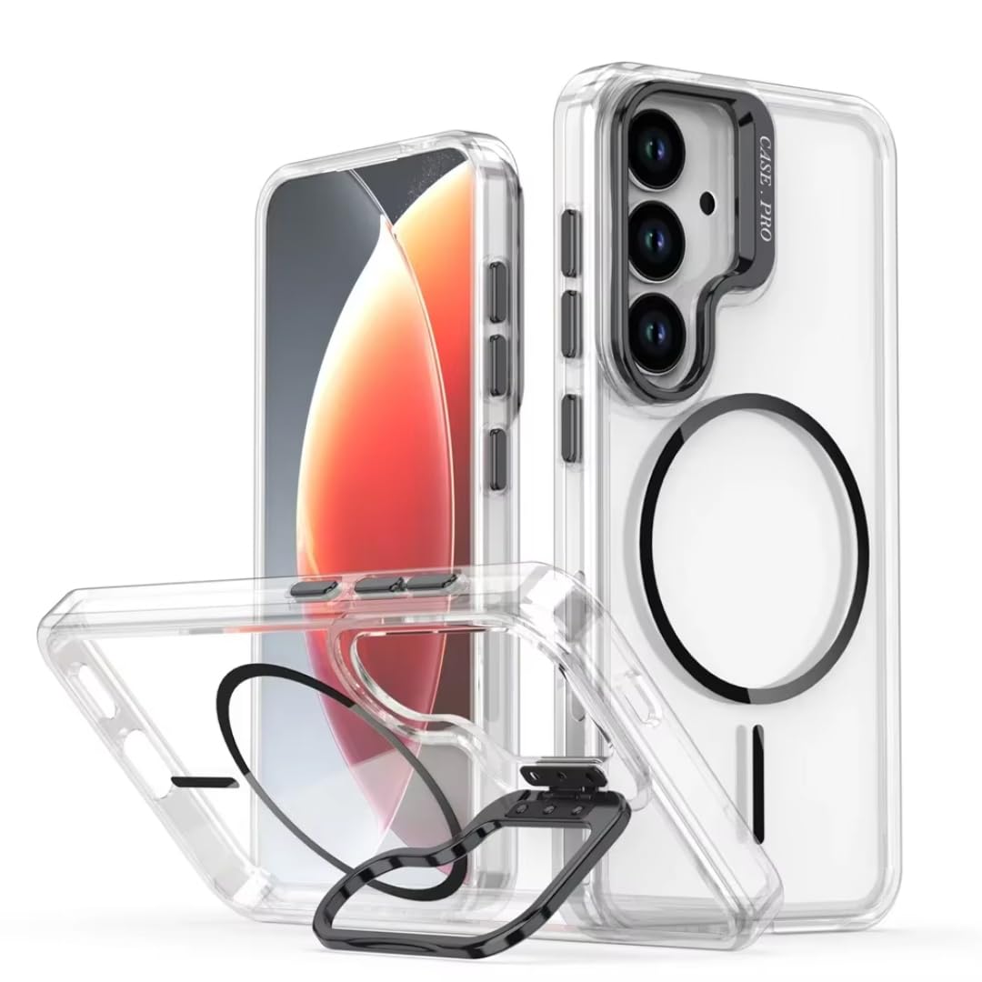 Luksusowy, przezroczysty magnetyczny uchwyt na obiektyw do Samsunga S26, S25 Ultra, S24, S23 Plus, A57, A37, A56, A17, A36, A55 (do Galaxy S25/czarny)