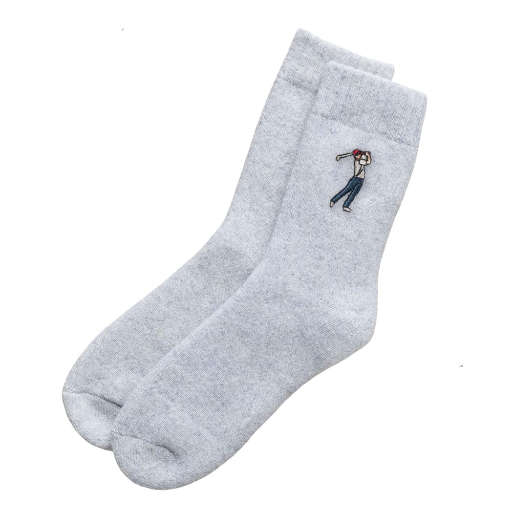 Sweet William Designs Unisex White Golf Wool Socks With Embroidered Golfer