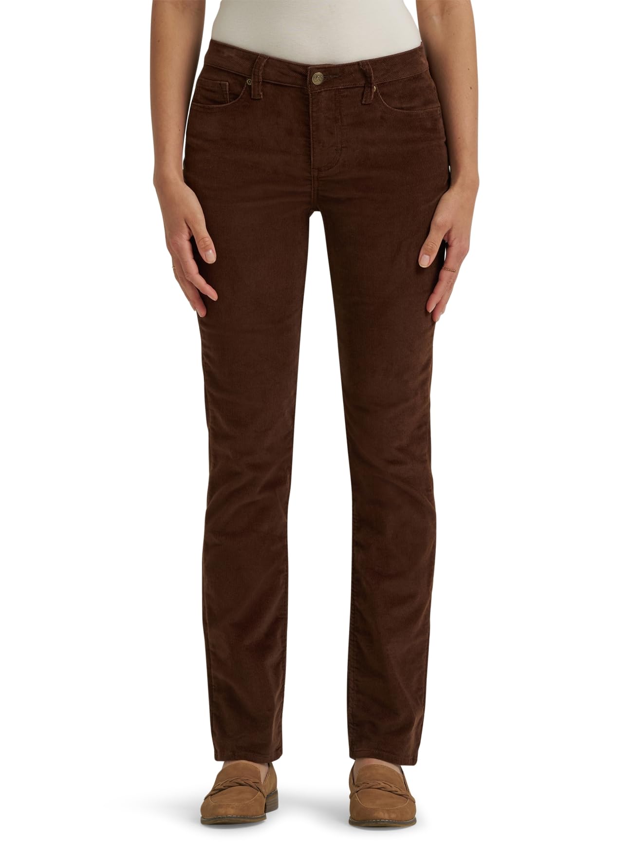 Lee Women's Bistre Cord Legendary Mid Rise Straight Leg Jean, 10 Short