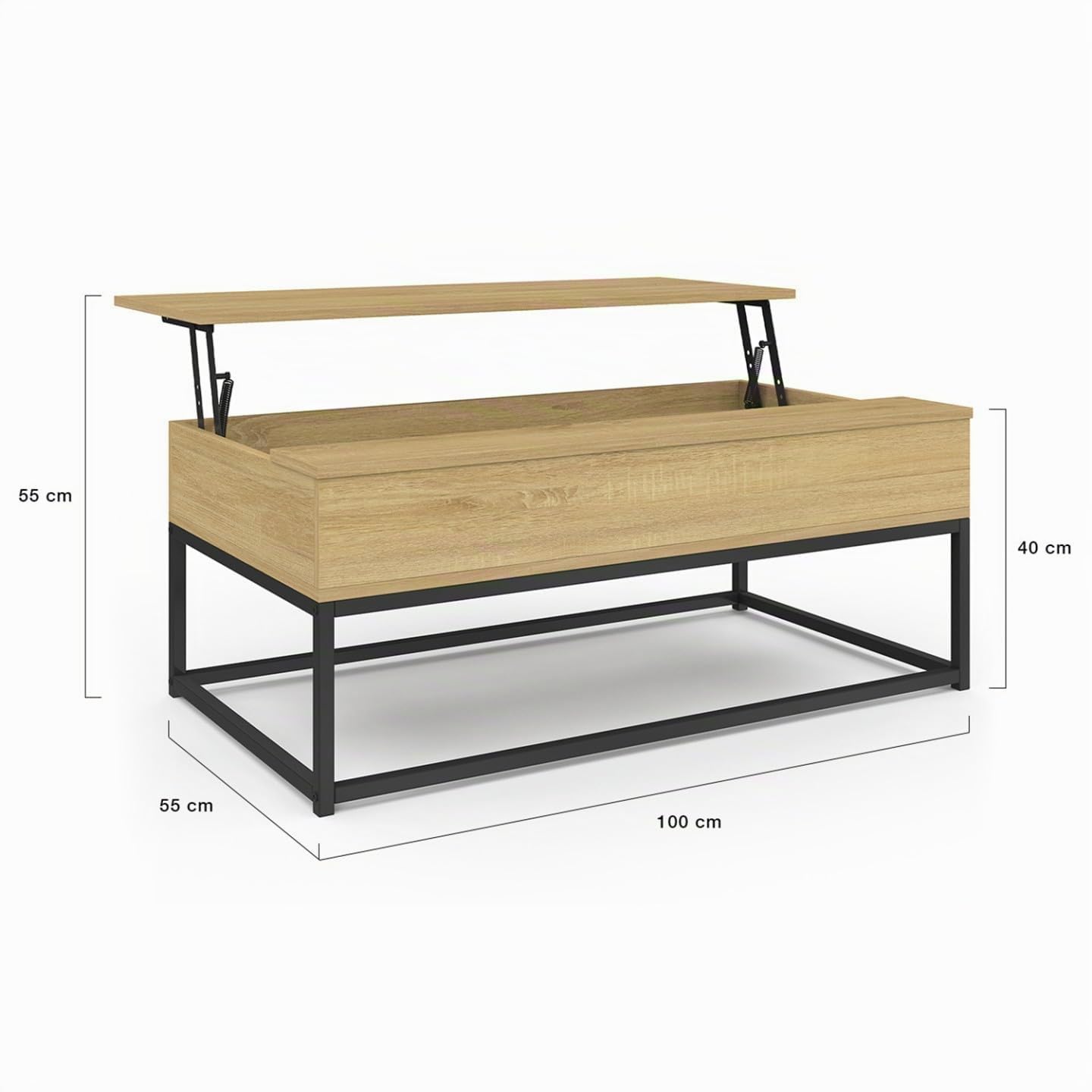 IDMarket - Tavolino DETROIT con piano sollevabile, design industriale