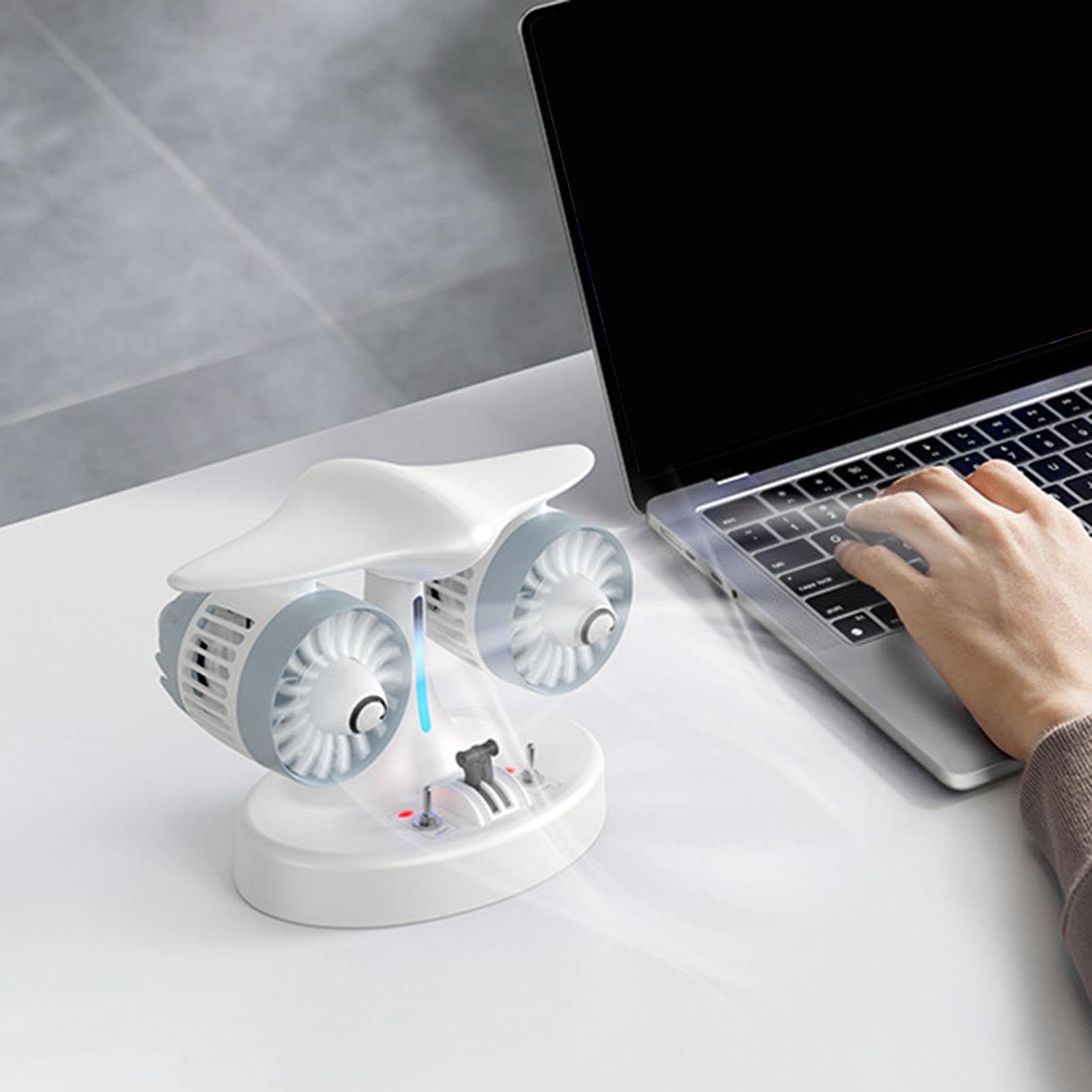 Ventilador De Escritorio Pequeño 3 Velocidades Con Nebulización Y Doble | Ventilador Personal Pequeño para Dormitorio para Oficina en Casa Apartamento Escuela Salón Verano Viaje Camp