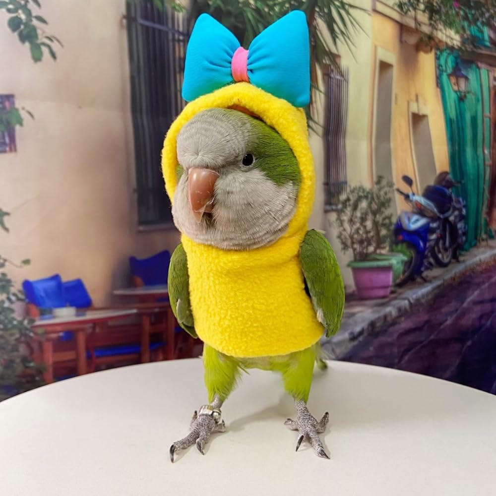 Bird Costume Bird Diaper Flight Suit Bird Clothes Cosplay Photo Prop for Parrots Parakeet Cockatiel Sun Conure, Bird Hoodie Small Animals Apparel (Bowknot, Without Diaper,Caique)