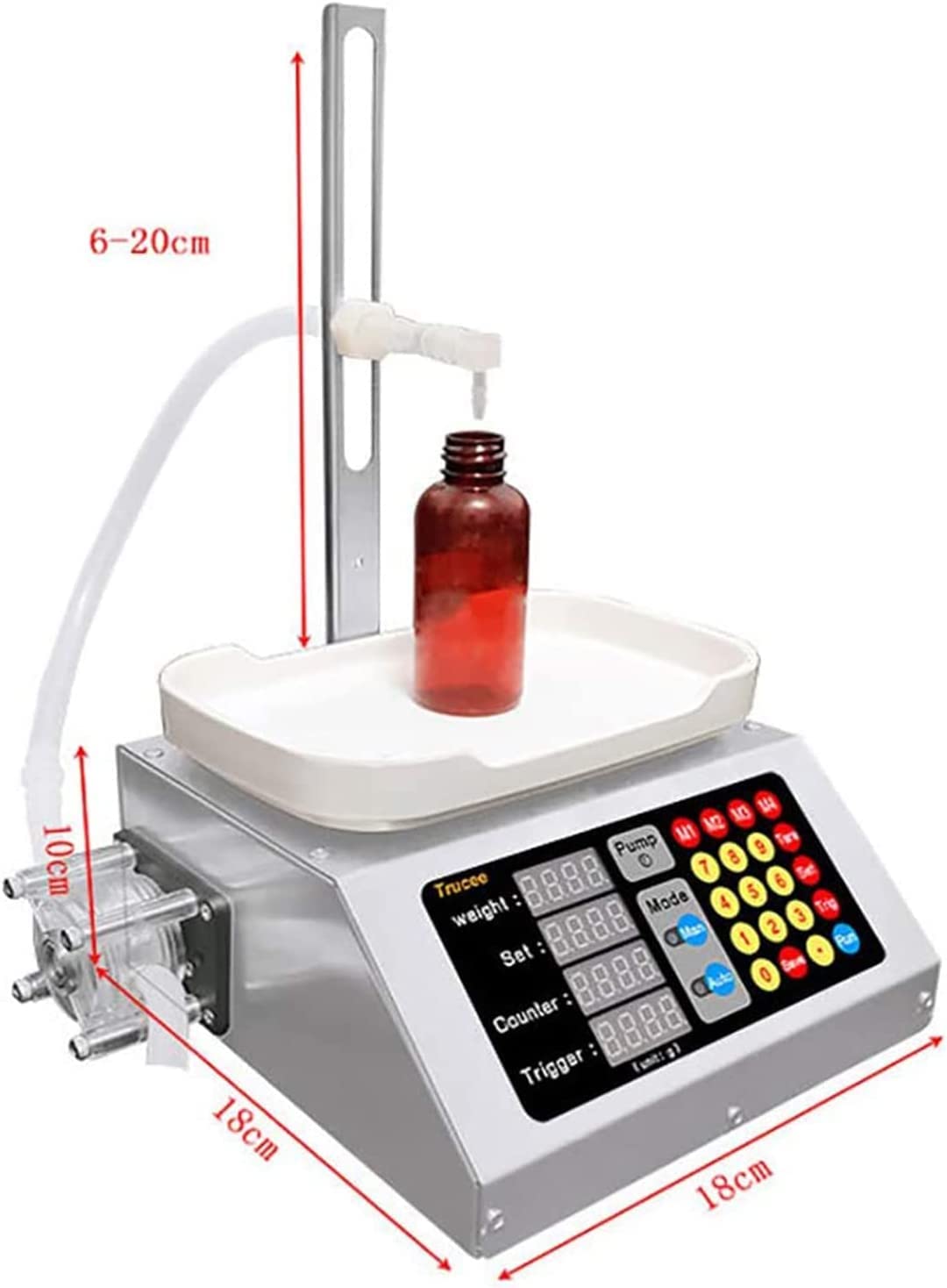 Riempitrice Automatica di liquidi, Adatta for flaconi Piccoli da 3-100 ml di Vari reagenti for soluzioni, Campioni di Prodotti, ECC., ugello antigoccia e Tubo in Silicone Alimentare