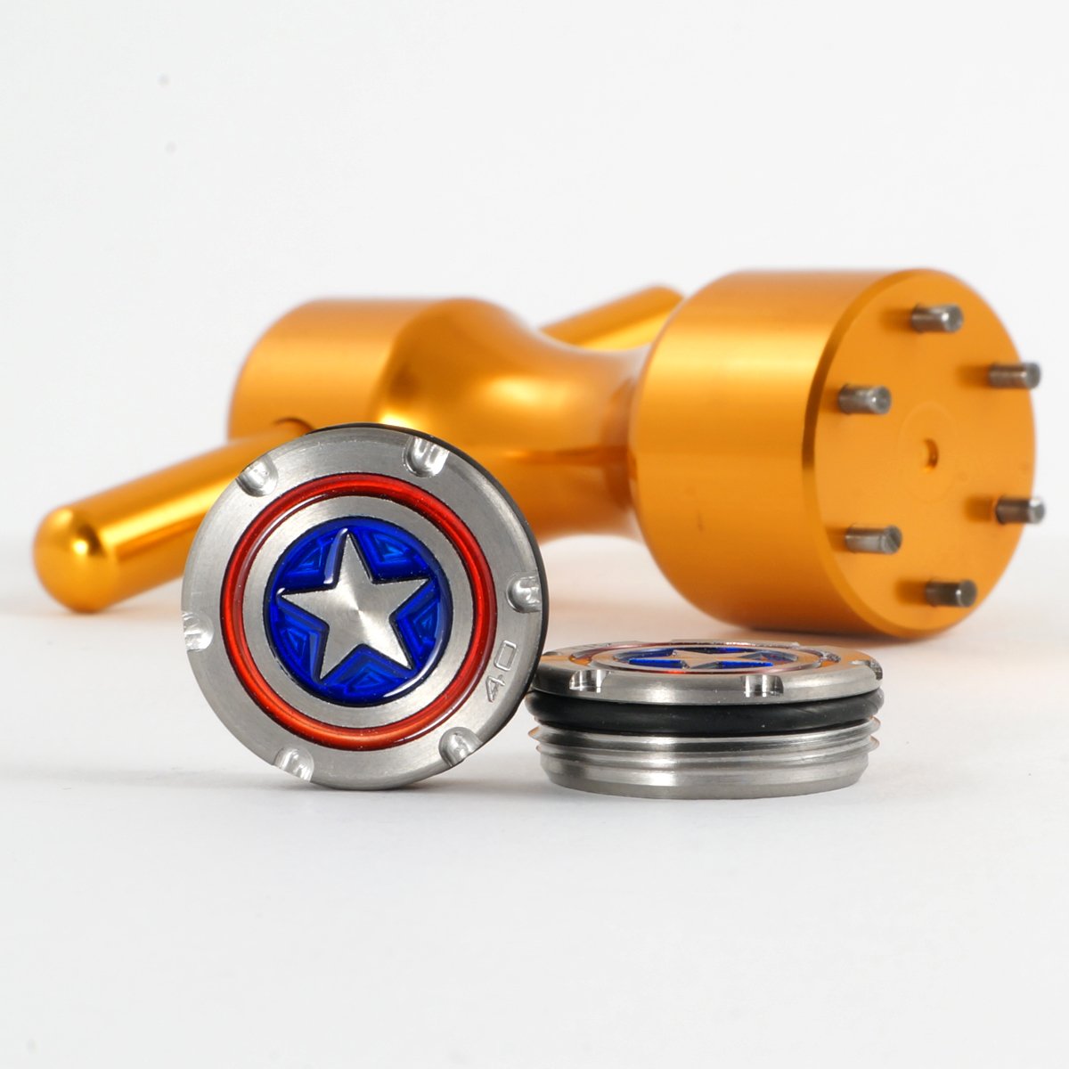 19th Hole Custom Shop 2 of 40g Deluxe Tour Style Weights for Scotty Cameron Putters + Wrench, America Shield (Gold)