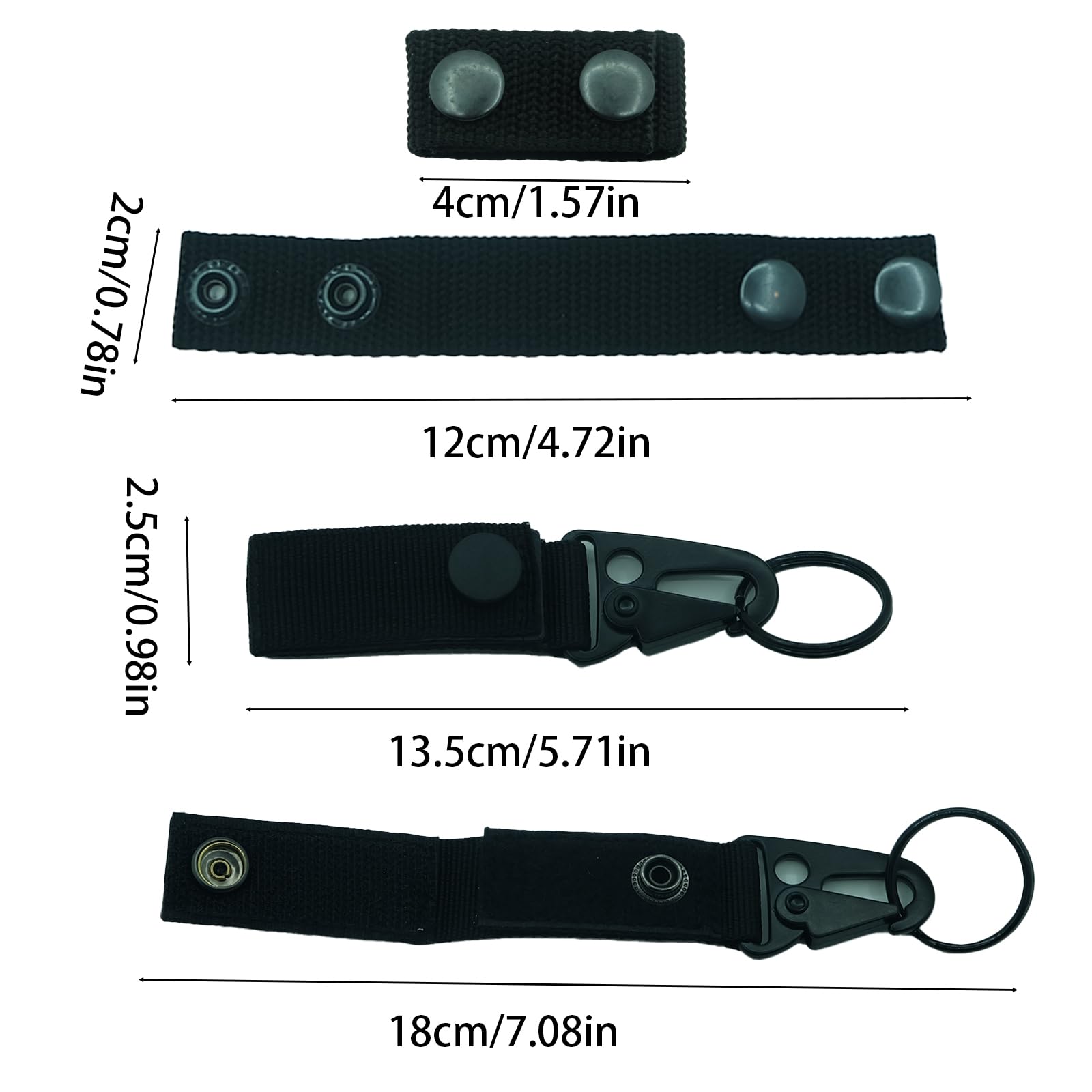 6 Piezas Accesorios Cinturón Táctico con 4 Piezas Mosquetón Táctico, Mosquetones Multifuncional Cinturón Táctico, para Deportes al Aire Libre, Camping y Senderismo