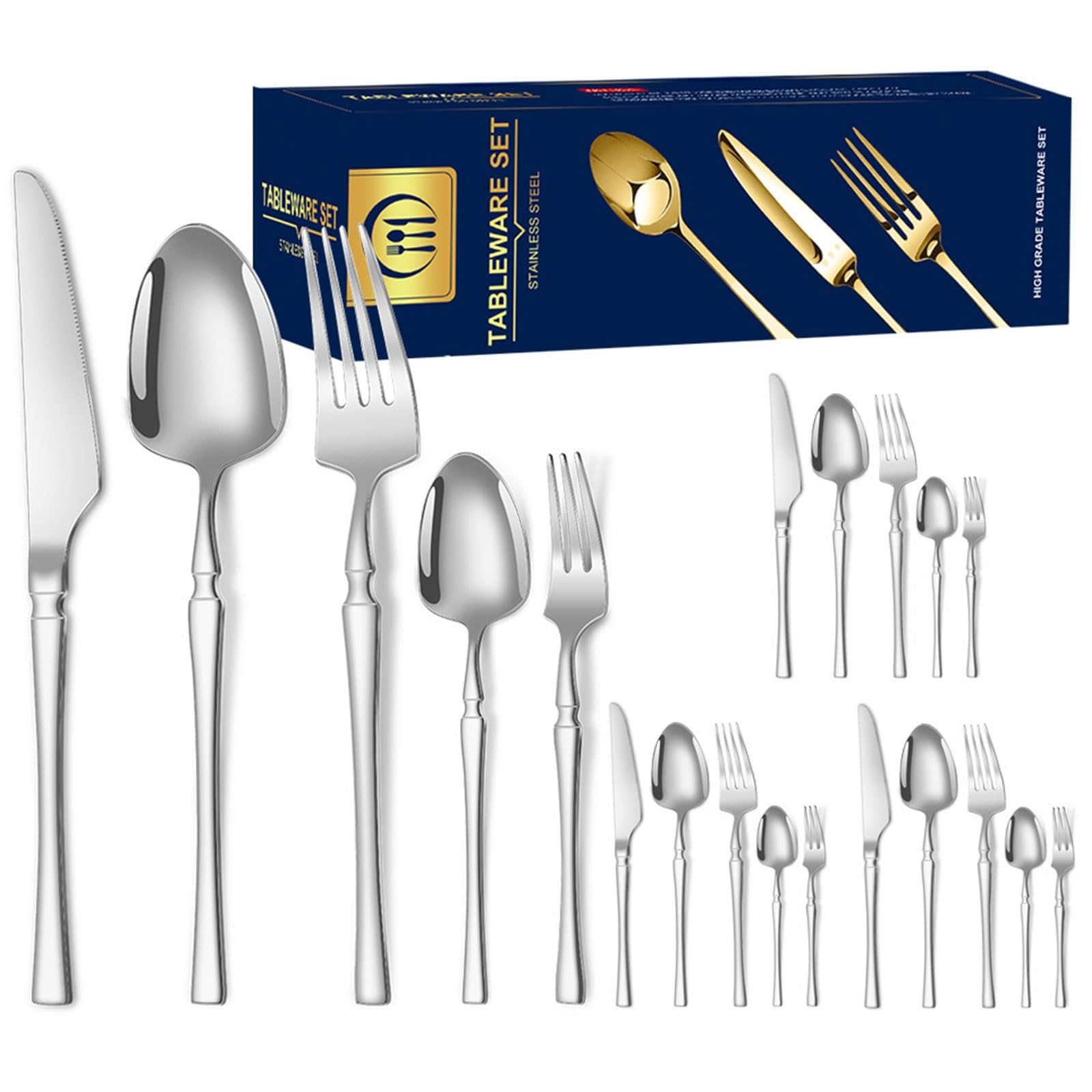 20 PCS Kitchen Utensils Set With Knife Fork And Spoon Food Grade Stainless Steel Cutlery Set For 4