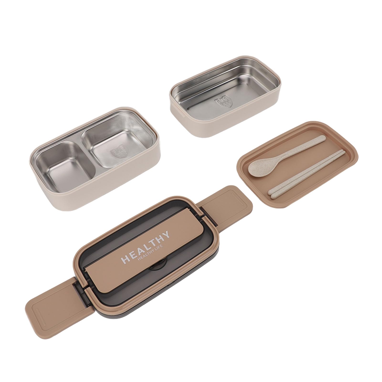 YUYTE para Alimentos Lonchera Portátil con Compartimentos de Acero Inoxidable 316 de Doble Capa con Cubiertos para el Trabajo, la Escuela, la Oficina, 1400 Ml de Gran Capacidad (albaricoque de leche)