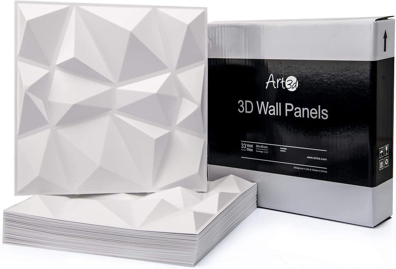Art3d Decorative 3D Wall Panels in Diamond Design, 12"x12" Matt White (33 Pack) : Tools & Home Improvement