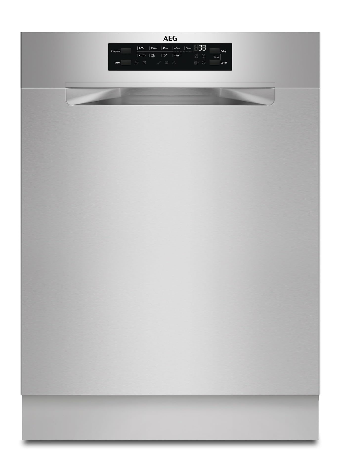 AEG Unterbau Geschirrspüler 60 cm, Spülmaschine Serie 5000: AirDry Kein Nachtrocknen, Energieklasse B, Besteckschublade, 44 dB, Wasserstopp, 14 MG, FUS7572APM