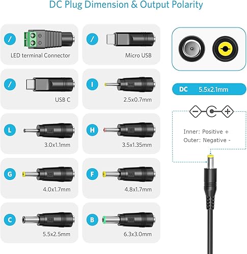Miniatura 2 de Belker Adaptador de alimentación universal de 36 W, 3 V, 4,5 V, 5 V, 6 V, 7,5 V, 9 V, 12 V, CA, CC, punta USB C para enrutadores electrónicos