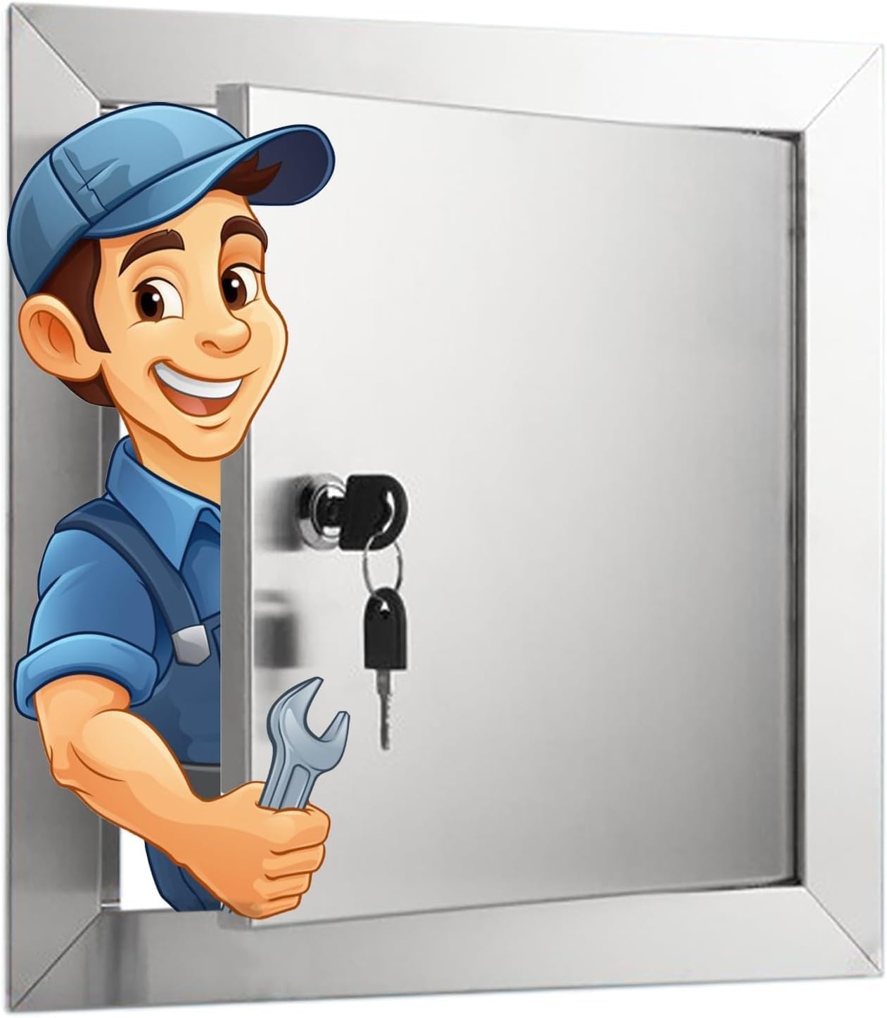 Heavy Duty Inspection Service Door, 6x6 16 X 24 12 X 12 14x14 Stainless Steel Access Panel with Lock & Key, Lockable Drywall Plumbing Cover Panel Flush Mount(6x10inch)