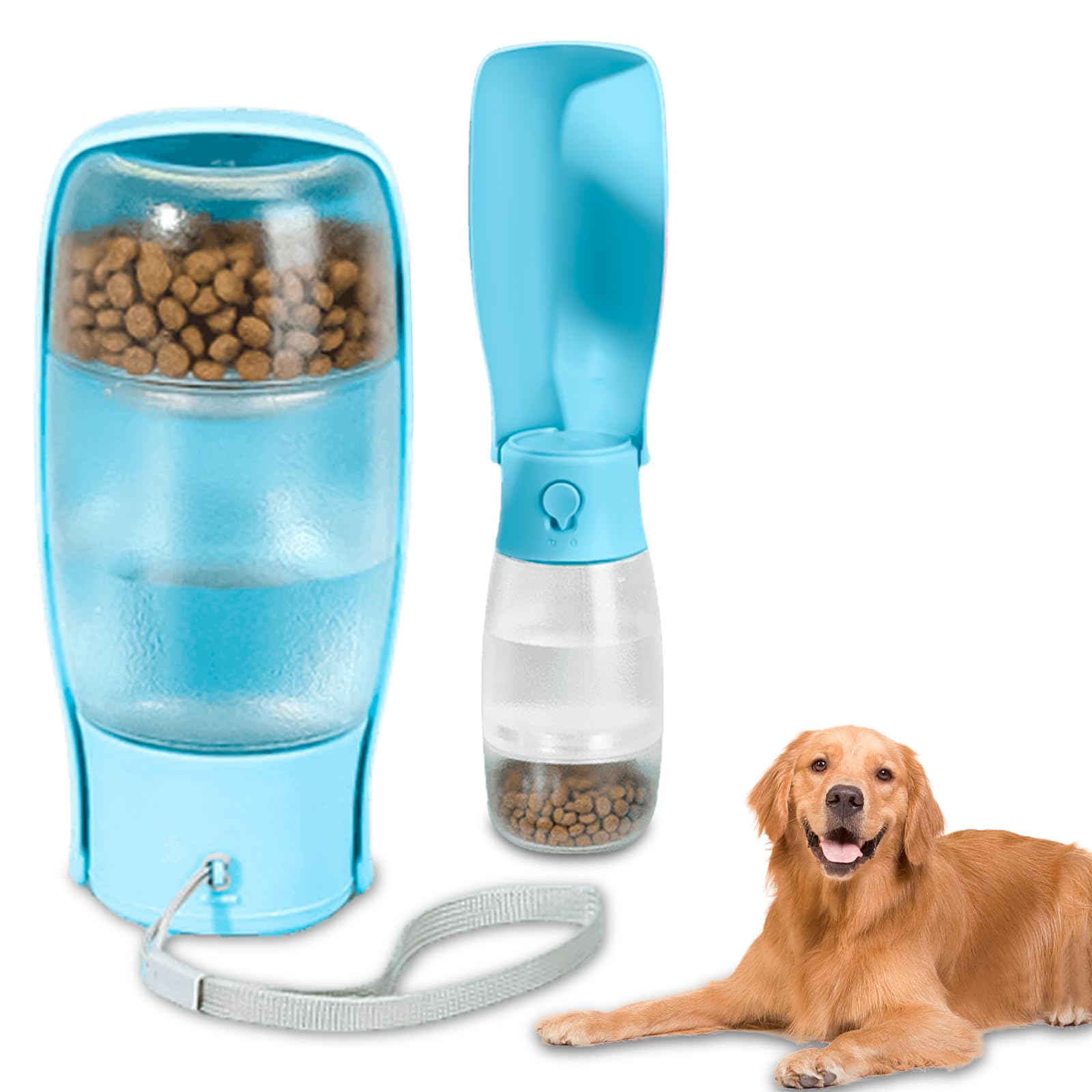 Botella de agua para perros de 350 ml + 100 g, botella de agua portátil para mascotas, botella de agua plegable para perros, botella de agua para perros sin BPA, botella para perros para el día a día,