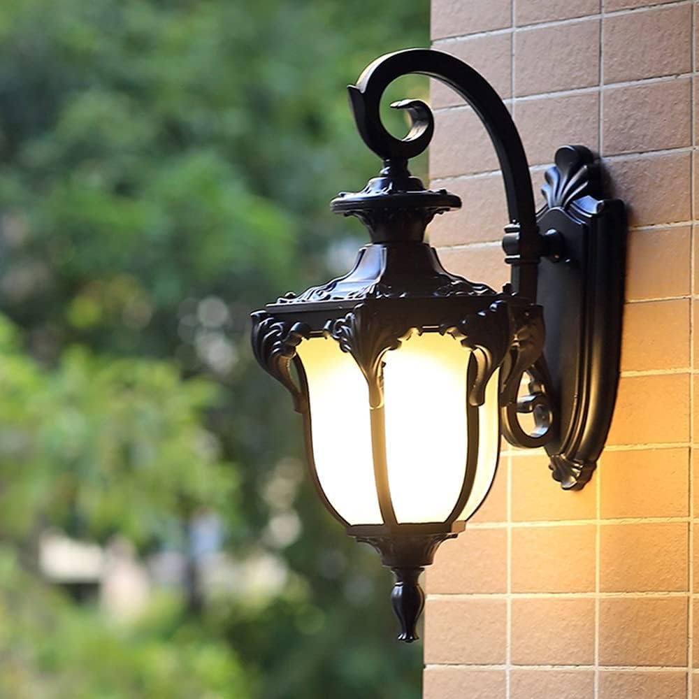 BLOOHK Vintage Gooseneck Outdoor Wall Lantern, Aluminum Anti-Rust Exterior Sconce with Glass Shade, Waterproof Swan Neck Wall Light for Garden, Patio, Villa