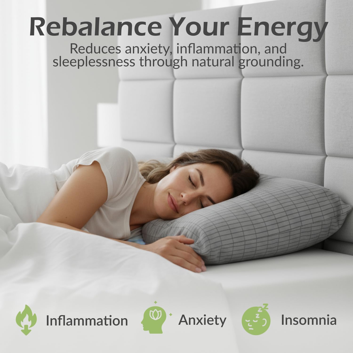 The Grounding Co. Terra Grounding Pillow Case – King Size 20x37in– Premium Fabric Blend – Organic Egyptian Cotton & Silver-Infused Threads – Pillow Cover for Sleep & Recovery - Image 2