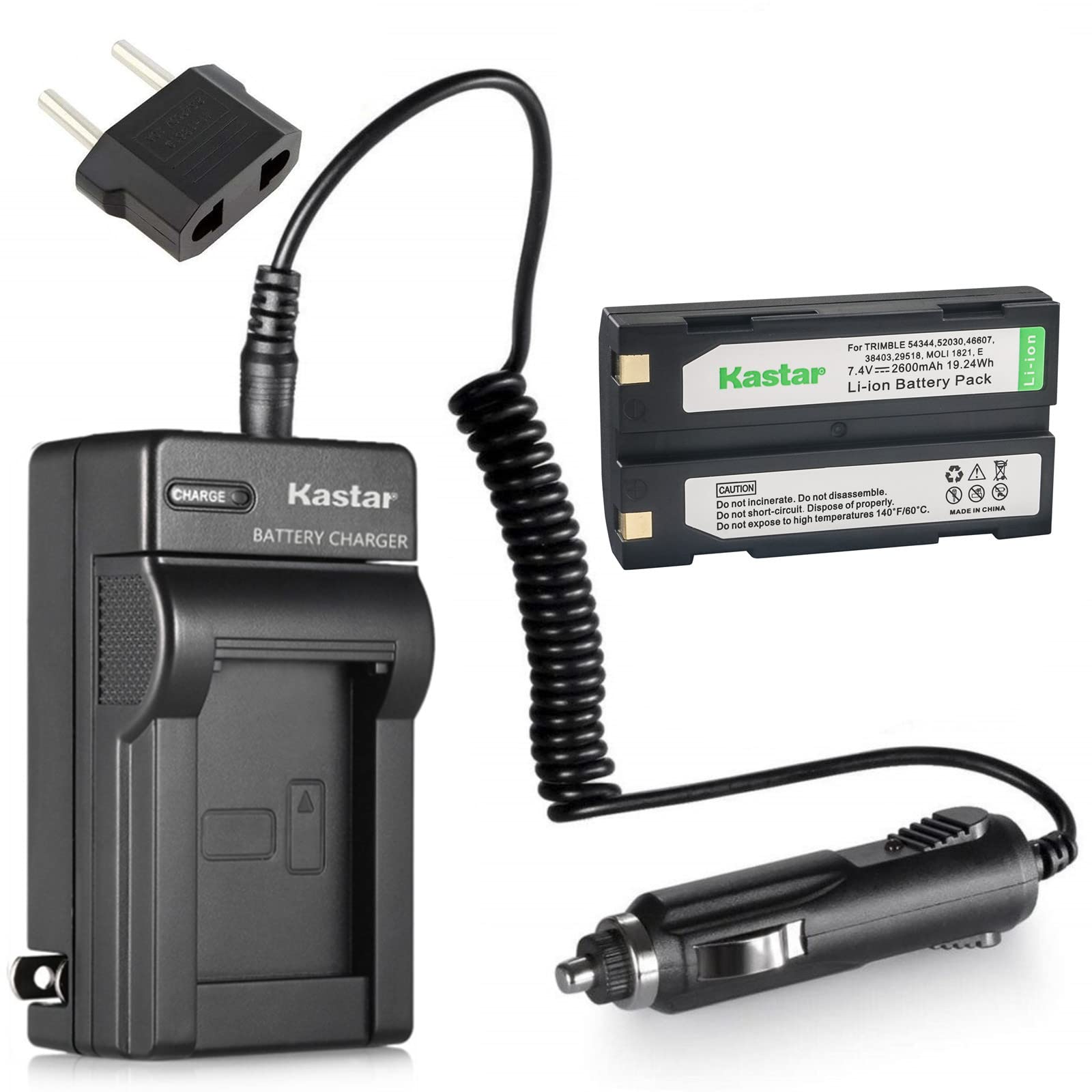 Kastar Battery and Charger Replacement for Pentax Ei-D-Li1 EI-D-BC1 EI-2000, Trimble 29518 46607 52030 54344 38403 5700 5800 R6 R7 R8 GNSS TR-R8 GPS MT1000, HP PhotoSmart C8873A 912 C912 912XI C912XI