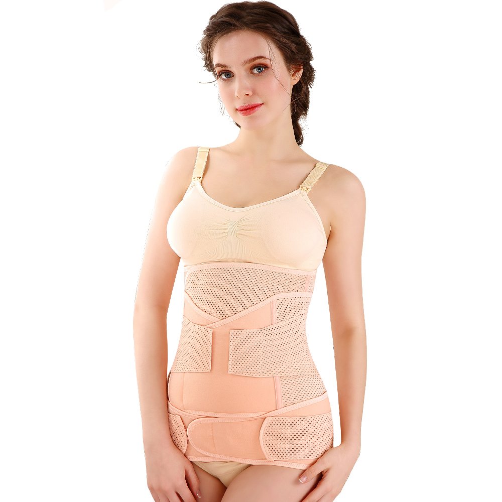 3 Pcs Sets Breathable,Adjustable,Elastic Maternity Postpartum Recovery Belts (M, skin color)