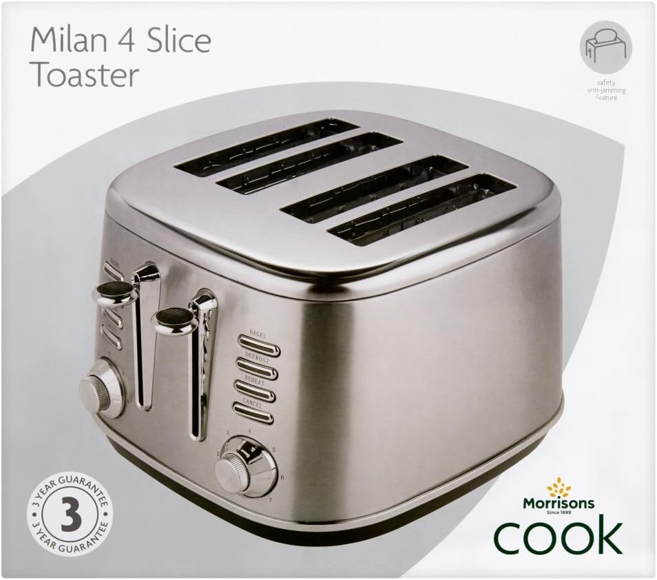 Morrisons Cook New Shape Stainless Steel 4 Slice Toaster Amazon.co.uk
