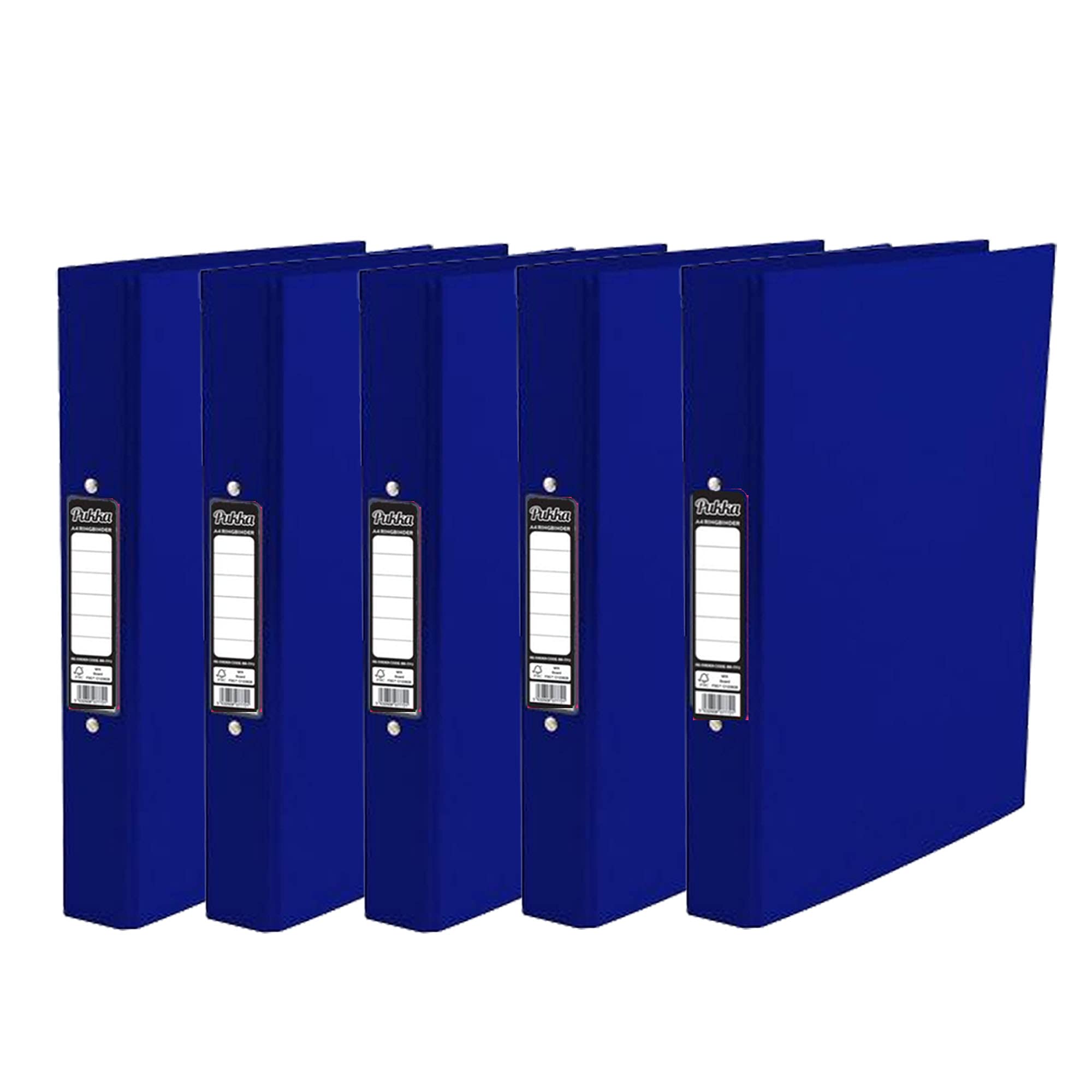 5 x Pukka A4 Glossy 2-Ring Binder File School Work Office 40mm Spine File Organiser (Navy)