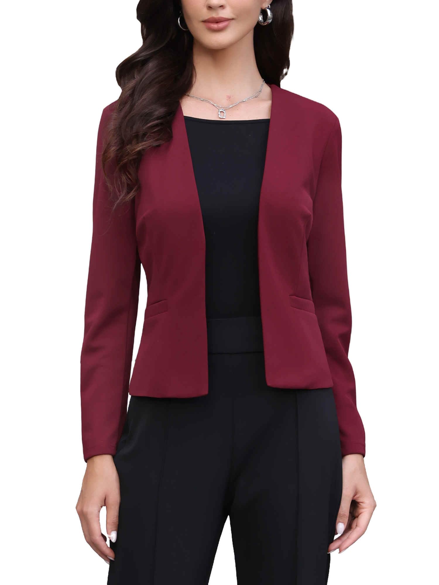Allegra K Collarless Blazer for Womens Business Casual Outfits Open Front Suit Jackets