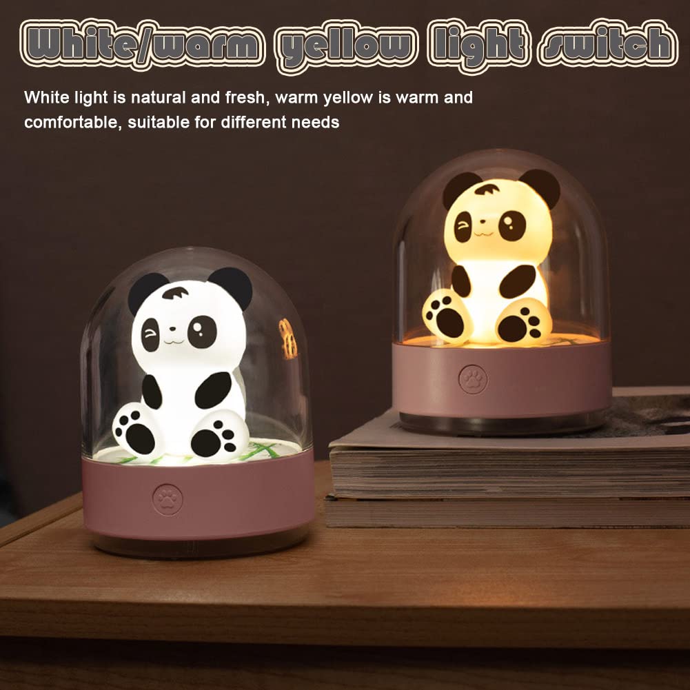 Fantasee Luce Notturna LED A Forma Di Panda – Ricaricabile USB, Portatile Con Cordino, Luce Morbida Per Comodino Bambini E Studenti, 250mAh - 3