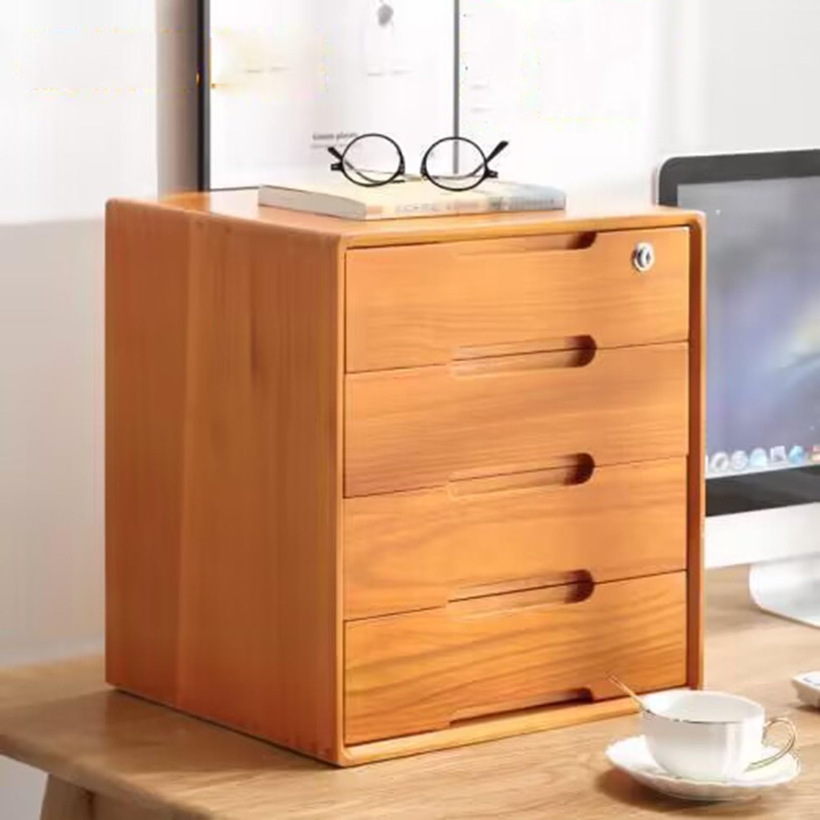 Escritorio de Madera con Cerradura - Caja de Almacenamiento rústica para Archivos, cajón de tocador, gabinete de Escritorio Seguro para Accesorios de Oficina, solución de Almacenamiento de archiv