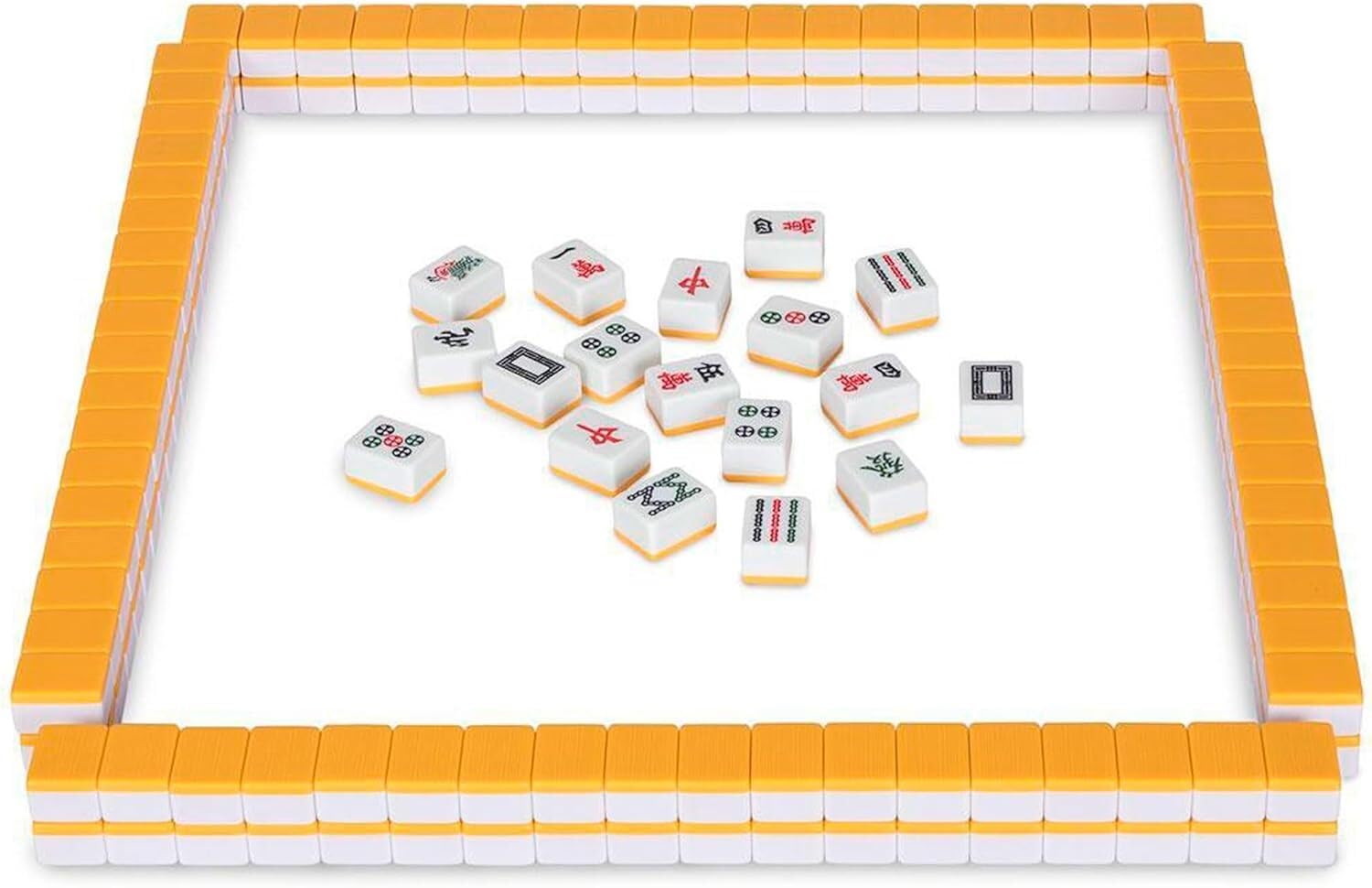 Pack de Jeux Coffret de Jeu de Mahjong Chinois Professionnel, 144 tuiles de Mahjong, Jeux de société de Voyage(Giallo)