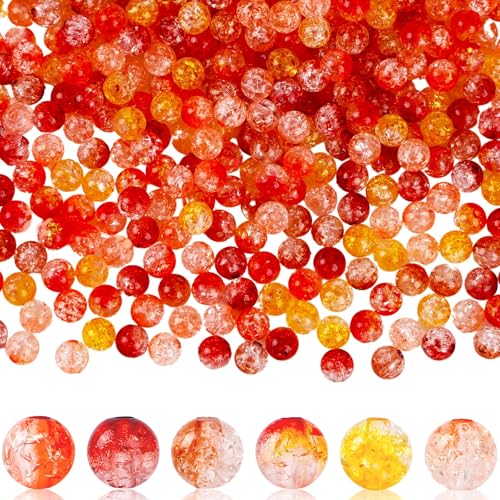 UPINS 500Pcs Fall Crackle Glass Beads for Autumn Colored Jewelry Bracelets