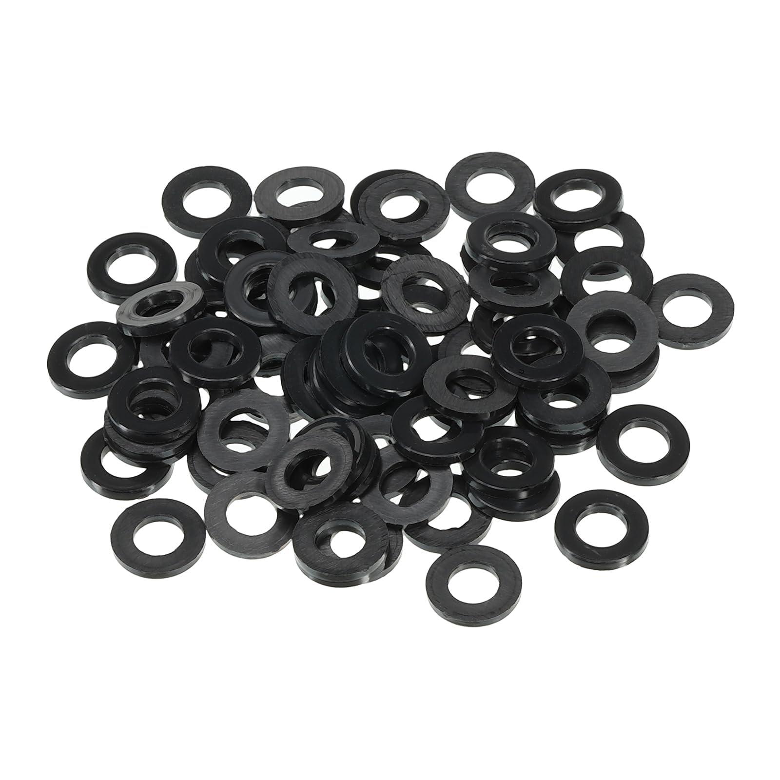 TOP-VIGOR 150Pcs Black Nylon Flat Washers