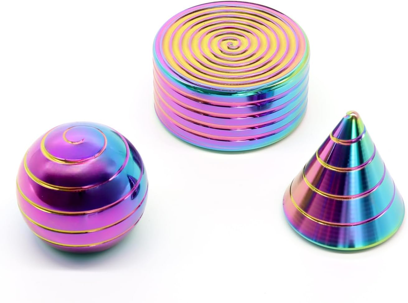 Kinetic Spinning Desk Toys, Fidgets for Anxiety and Stress for Adult Teen Cool-Stuff, Party Gifts for Christmas & Halloween (Circular/Cylindrical/Conical)