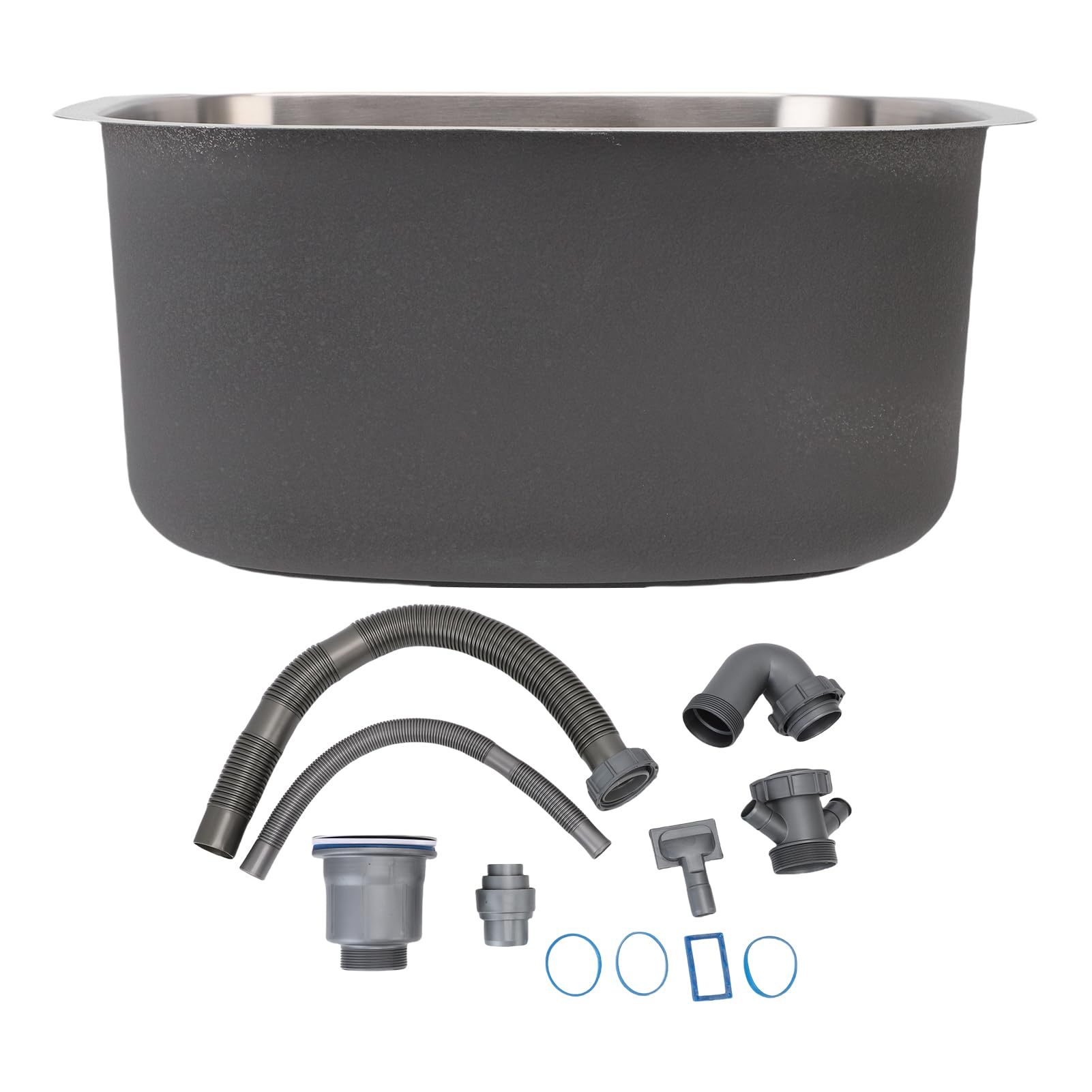 Cocoarm Fregadero de Cocina de un Seno, Fregadero bajo Encimera de Acero Inoxidable 304, Lavabo Rectangular de 38,5 X 32,5 X 18, Cm, Diseño de Lavado Integrado para Cocina, Barra y Baño