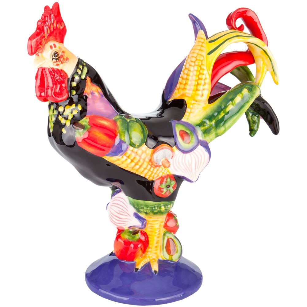 Sharon Neuhaus Ceramic Chicken Salad Rooster Figurine, 10-Inch