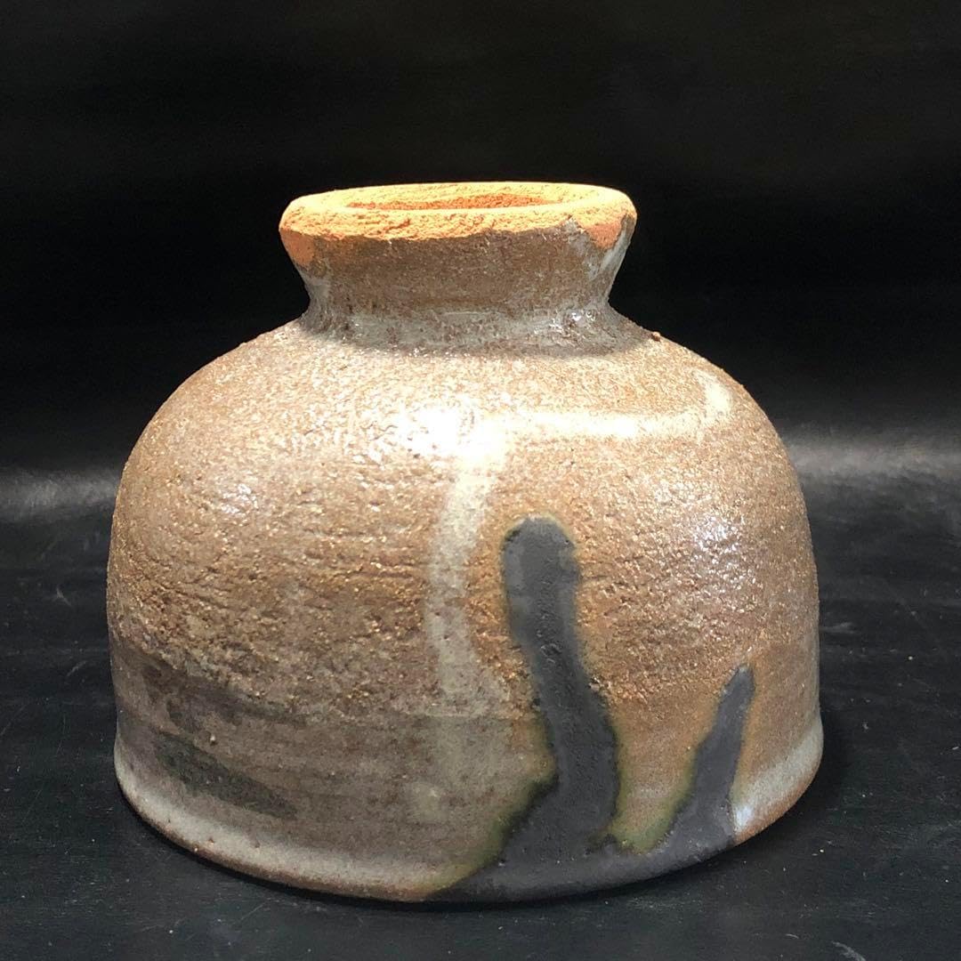 黒釉 茶碗 中井窯 璋也 識箱付き 瀬戸黒 引出黒 骨董 古玩 黒釉 茶碗