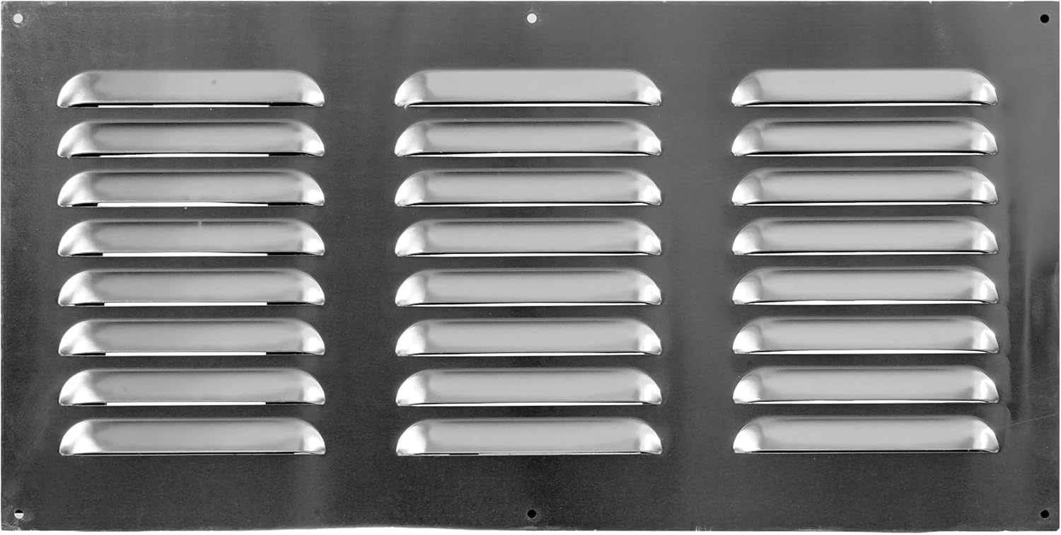 Griglia di ventilazione in alluminio, 600 x 300 mm, quadrata in metallo zincato, griglia di ventilazione per parete laterale e soffitto (600 x 300 mm)