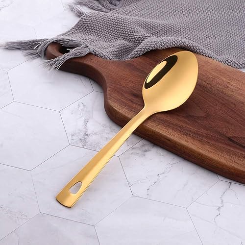Miniatura 7 de BuyGo - Cuchara grande de acero inoxidable, utensilio de cocina para bufé, para servir, pulido de espejo, apto para lavavajillas, 13.07 pulgadas,