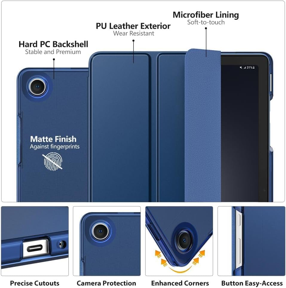 Image of EDNITA Cover for Samsung Galaxy Tab A9 Plus 11 inch Case Cover, Smart Flip Case Cover for Samsung Galaxy Tab A9+ 11 inch Translucent Back (Dark Blue)