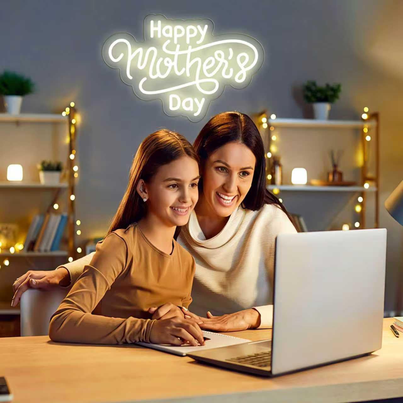 Happy Mother's Day Neon Sign for Wall Decor Super Mama Led Neon Light for Mother's Day Gift，Gifts for Mom, Wife